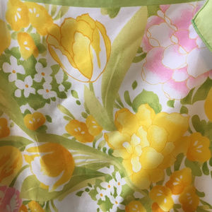 Avon Vintage Acetate Scarf Signed 1978 S.N. Kent Floral Yellow
